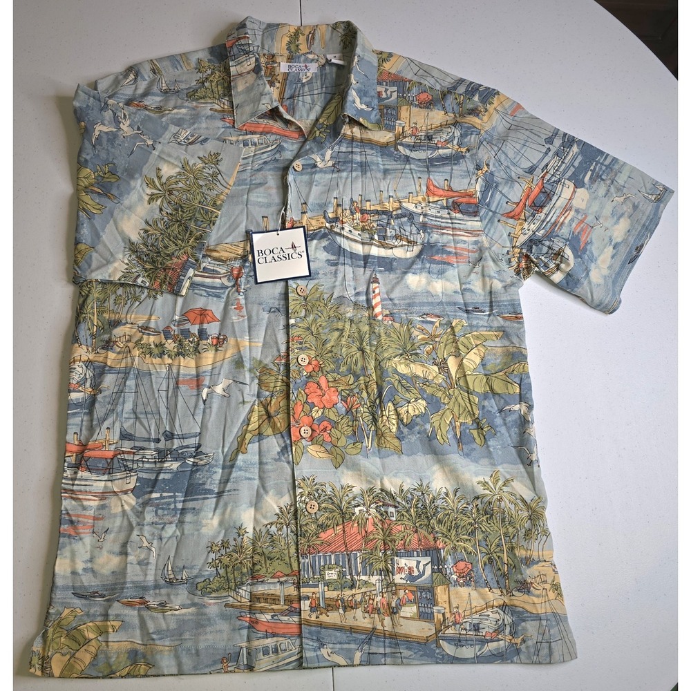 BOCA CLASSICS Men's NWT Medium Nautical Floral AOP Short Sleeve Shirt -1332 - Picture 3 of 6
